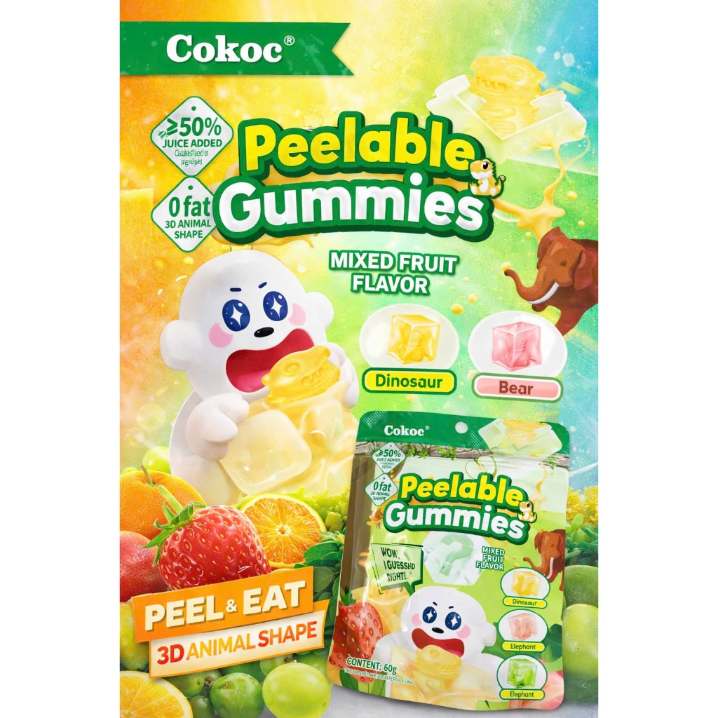 KẸO DẺO TRÁI CÂY 3D LỘT VỎ BOBO COCKO NHIỀU VỊ - [60-75GR]