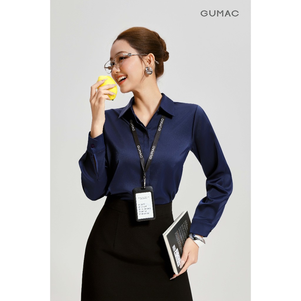 Áo Sơ Mi Nữ GUMAC Form Suông Tay Dài Nẹp Đôi Giấu Nút Thanh Lịch AG04011