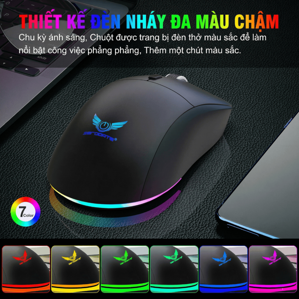 Chuột không dây 2.4G + Bluetooth song chế độ, pin sạc, chống ồn yên tĩnh, đèn LED nhiều màu cho laptop MacBook PC