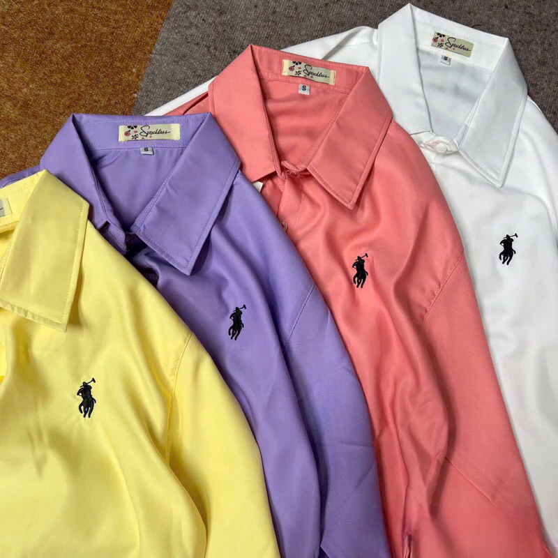 [Peinn] Áo sơ mi from rộng tay dài nữ thêu ngựa vải cotton lụa