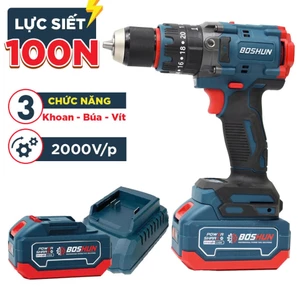 Máy Khoan Bossun Lực Siết 100N 3 Chức Năng Khoan-Búa-Vít M21B-ID100N – Động Cơ Lõi Đồng, Không Chổi Than