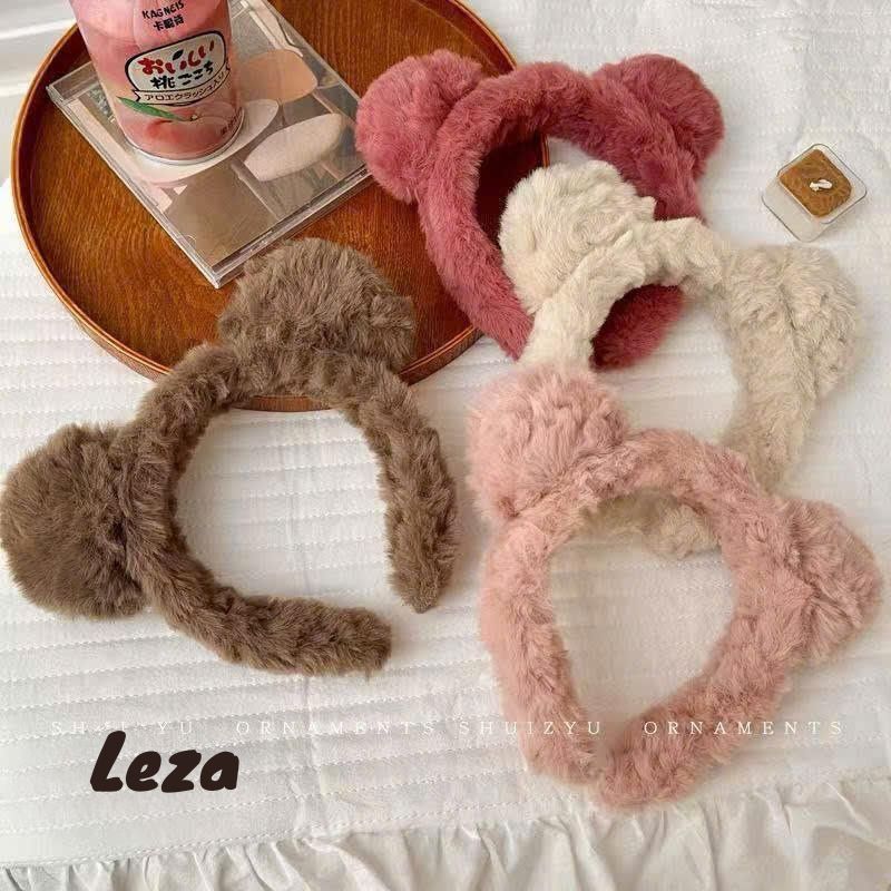 LEZA - Băng Đô Cài Tóc Nữ Tai Gấu Bằng Lông Trắng Dễ Thương Xinh Xắn, Đáng yêu