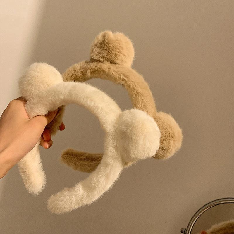LEZA - Băng Đô Cài Tóc Nữ Tai Gấu Bằng Lông Trắng Dễ Thương Xinh Xắn, Đáng yêu