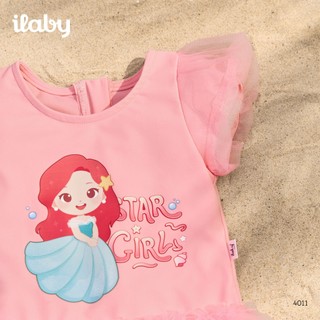 [TẶNG TÚI] Đồ bơi bé gái ILABY HCM váy bơi công chúa Ariel hồng phối lưới tutu size từ 10-43kg[4011]