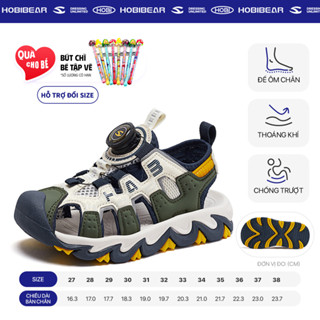 Sandal Hobibear AU7880 green, dép quai hậu ba quai dành cho bé trai chính hãng