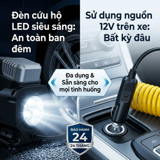 Máy bơm lốp ôtô Lifepro L605-AT bơm nhanh, khoẻ, màn hình điện tử, chế độ tự ngắt - BH 2 năm đổi mới | Phụ kiện ô tô ADG