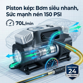 Máy bơm lốp ôtô Lifepro L605-AT bơm nhanh, khoẻ, màn hình điện tử, chế độ tự ngắt - BH 2 năm đổi mới | Phụ kiện ô tô ADG