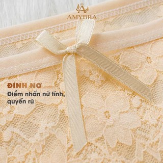 Quần Lót Ren Lưới Mềm Mịn Xuyên Thấu - Quần Lót Nữ Đính Nơ Cạp Vừa Quyến Rũ AMYBRA L104