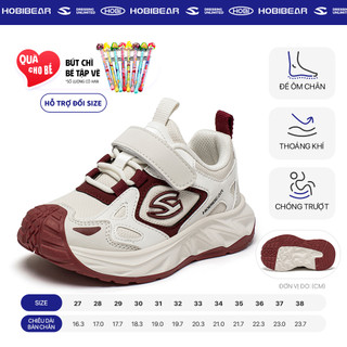 Giày thời trang khóa dán HOBIBEAR EK1071 White red có dế EVA TPR chống trượt phù hợp đi học đi chơi