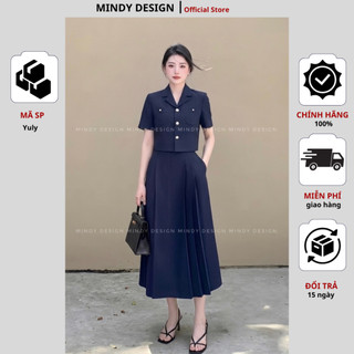 Yuly - Set váy nữ áo vest chân váy xòe xếp li thiết kế công sở cao cấp Mindy Design