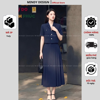 Yuly - Set váy nữ áo vest chân váy xòe xếp li thiết kế công sở cao cấp Mindy Design