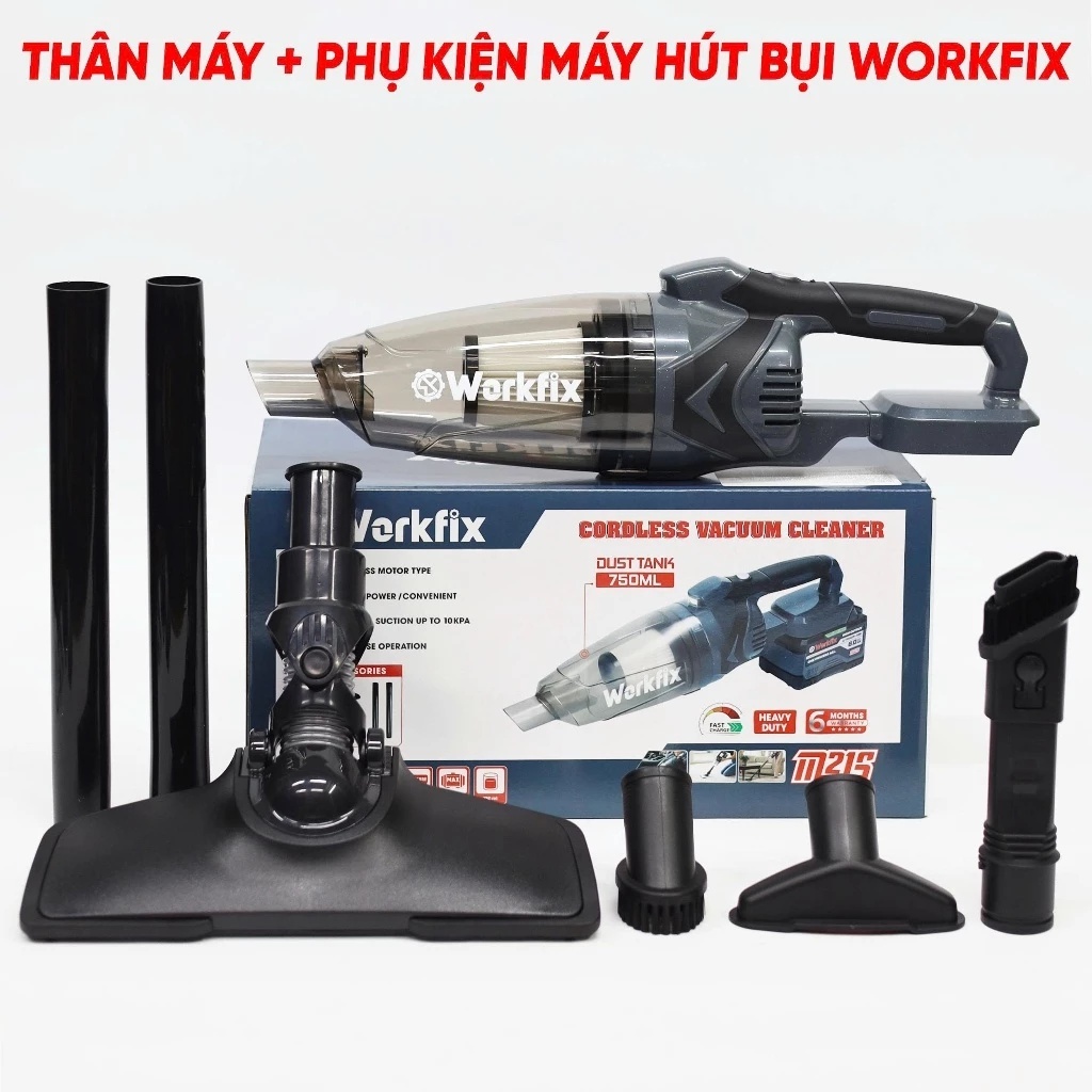 Máy Hút Bụi Workfix WF-VC01BL, Dung Tích 750ml Siêu Khỏe 100% Lõi Đồng, Chuyên Hút Bụi, Rác