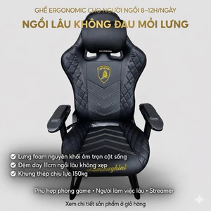 Ghế Gaming Cao Cấp Lamborghini GameZone – Ghế Công Thái Học Ergonomic – Ngồi Lâu Không Mỏi – Chân Quỳ Ngả 180° Chịu Lực