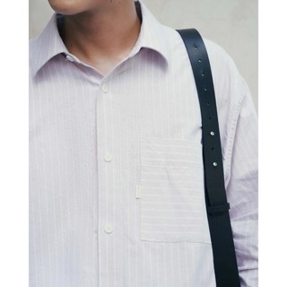 Áo sơ mi tay dài nam oxford sọc nhãn trang trí Form Boxy fit - ROUTINE 10S26SHL010