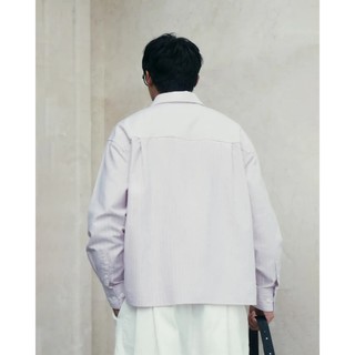 Áo sơ mi tay dài nam oxford sọc nhãn trang trí Form Boxy fit - ROUTINE 10S26SHL010