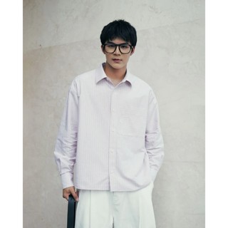 Áo sơ mi tay dài nam oxford sọc nhãn trang trí Form Boxy fit - ROUTINE 10S26SHL010