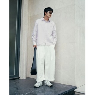 Áo sơ mi tay dài nam oxford sọc nhãn trang trí Form Boxy fit - ROUTINE 10S26SHL010