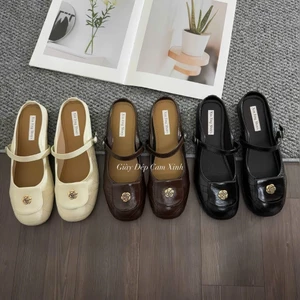 Sục Bệt Nữ Mũi Tròn Basic Phối Nơ Đính Hoa Trà Xinh