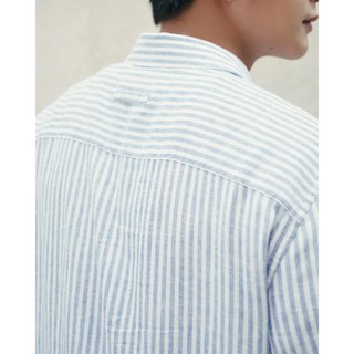 Áo sơ mi tay ngắn nam sọc linen có hình thêu. Form Regular - ROUTINE 10S26SHS005