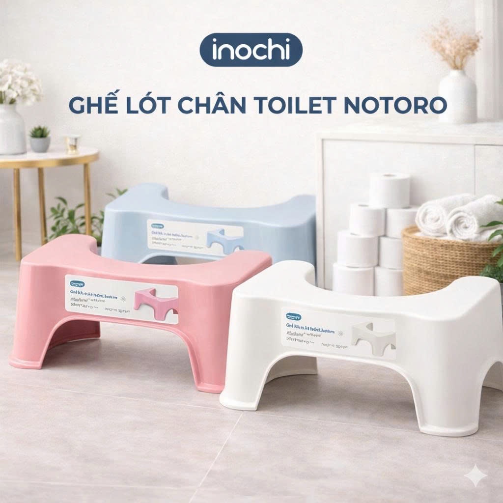 Ghế kê chân toilet Inochi - Notoro màu Xanh/Hồng