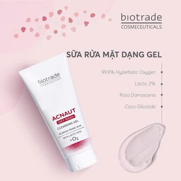 Sữa Rửa Mặt Dạng Gel Dành Cho Da Dầu Mụn Biotrade Acnaut Oxy Wash Cleansing Gel 200ml