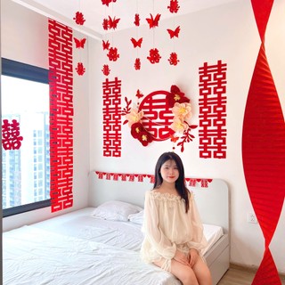 [CÓ ẢNH-VIDEO THẬT SHOP CHỤP] Set Trang Trí Phòng Cưới, Tân Hôn Phong Cách Mới Truyền Thống Kết Hợp Hiện Đại Sang Trọng