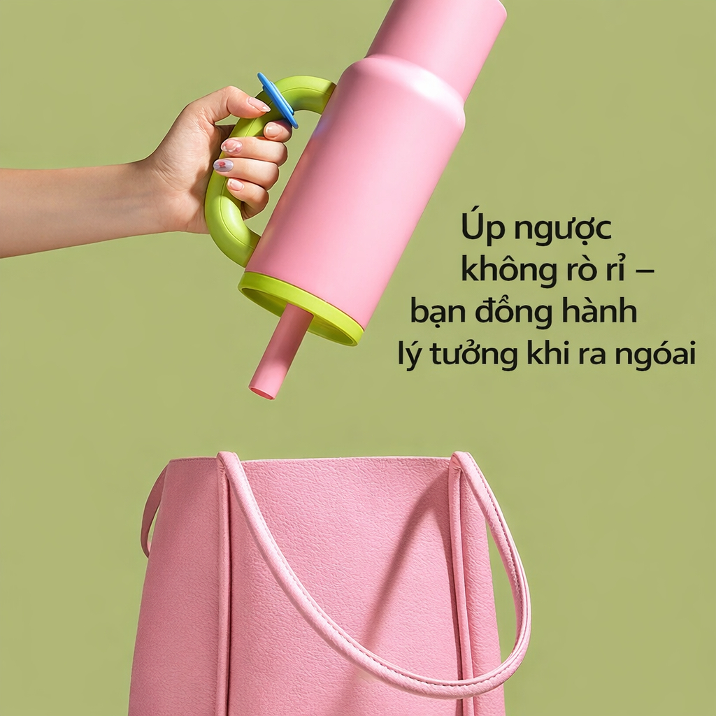 Ly Inox 304 Giữ Nhiệt Có Tay Cầm, Cốc Giữ Nhiệt Chống Rò Giữ Lạnh Giữ Nóng, Thiêt Kế Dễ Thương Phù Hợp Học Sinh