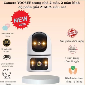 Camera WIFI 2026 YOOSEE trong nhà 2 mắt 2 khung hình tích hợp Mic và loa hỗ trợ đàm thoại 2 chiều