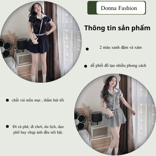 Set Đồ Nữ Áo Polo Phối Chân Váy Xòe Ngắn – Outfit Thể Thao Ulzzang Năng Động Trẻ Trung DONNA HCOM25618