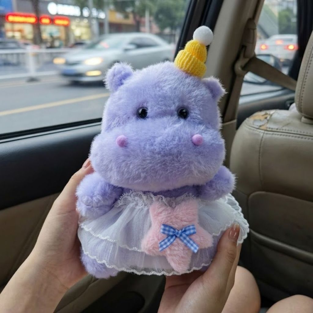 Gấu Bông Hà Mã Con Phối Đồ Cute Dễ Thương, Thú Nhồi Bông Con Hà Mã Mini Làm Quà Tặng Cho Bé.Decor