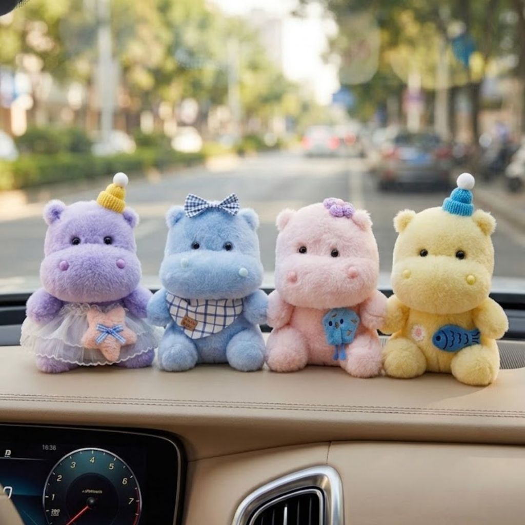 Gấu Bông Hà Mã Con Phối Đồ Cute Dễ Thương, Thú Nhồi Bông Con Hà Mã Mini Làm Quà Tặng Cho Bé.Decor