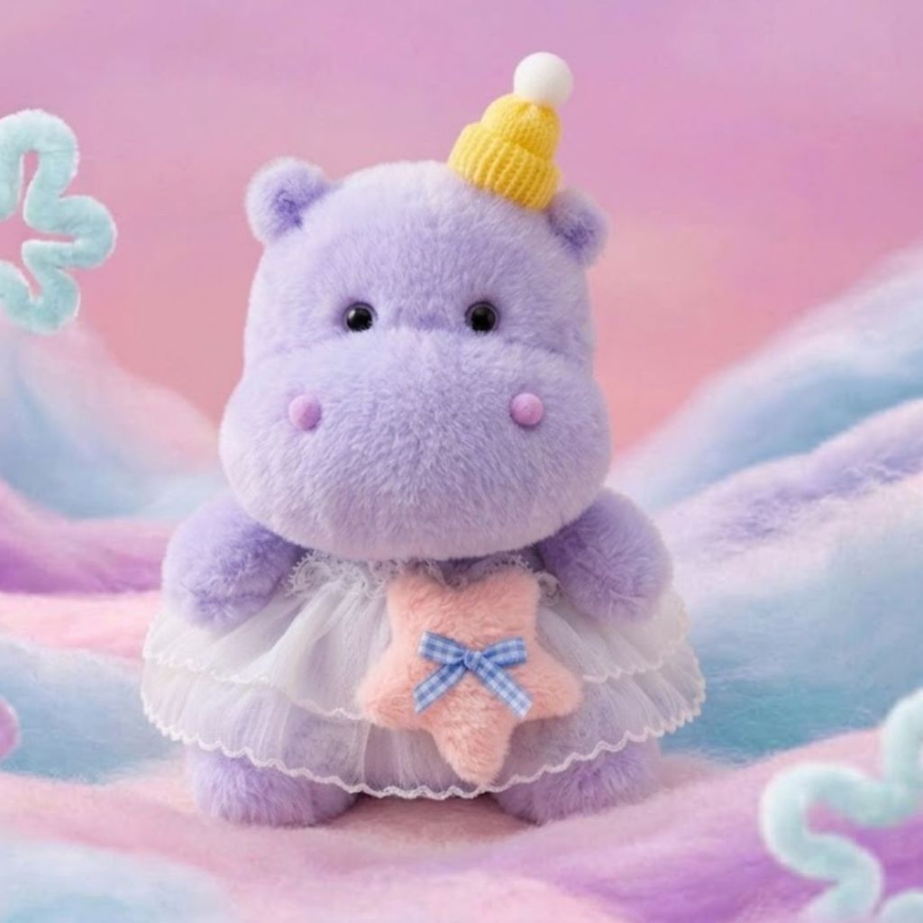 Gấu Bông Hà Mã Hippo 25CM Lông Tơ Siêu Mềm Mại Kèm Phụ Kiện Váy, Mũ Xinh Xắn Làm Quà Tặng Cho Bé