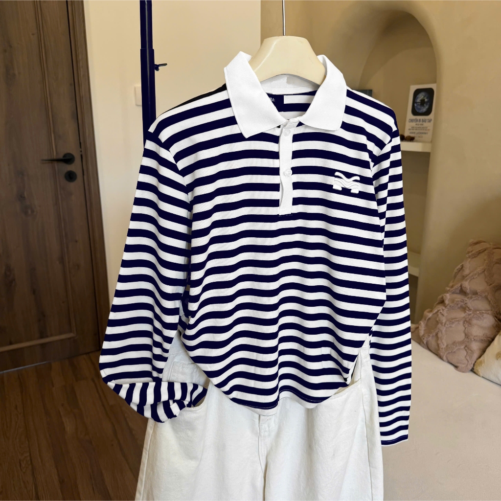 Áo Tay Dài Mirage Sọc Màu Xanh Local Brand Chất Vải Mềm Mịn.