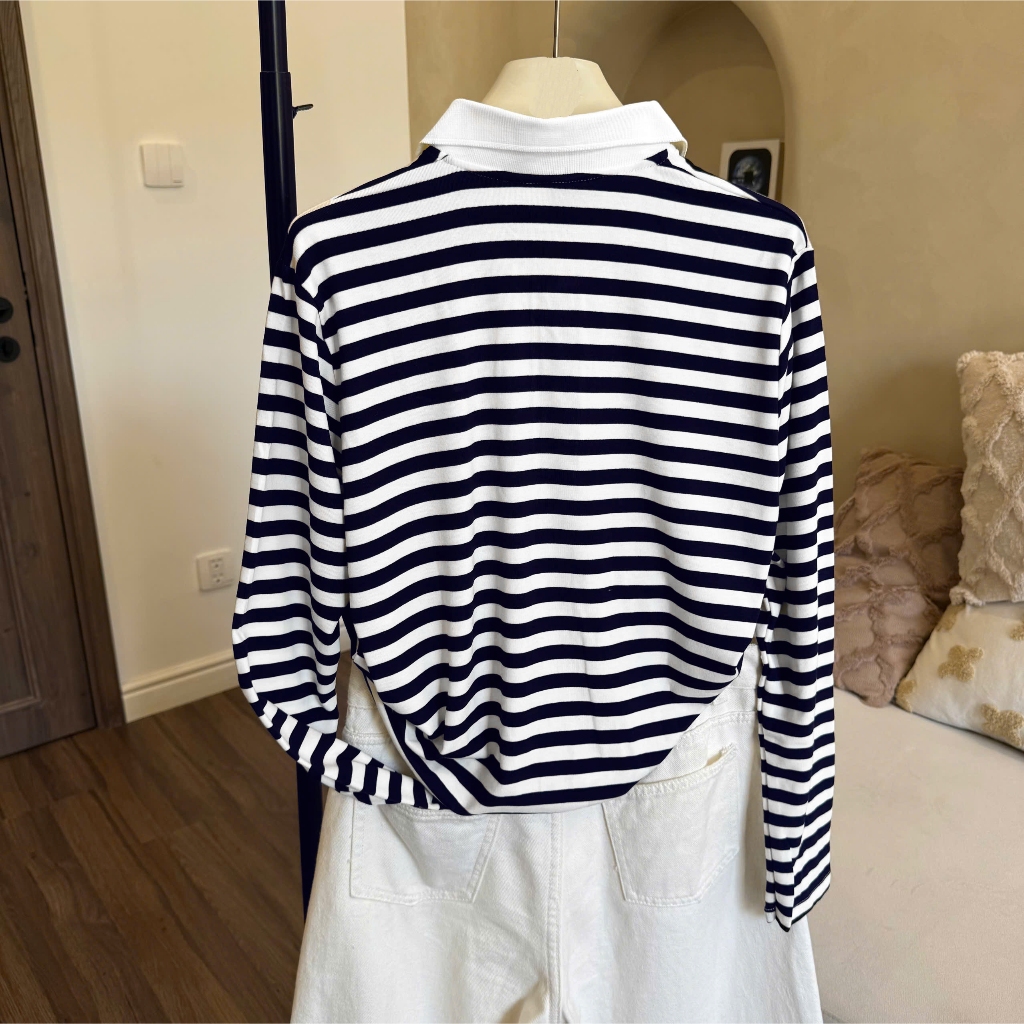 Áo Tay Dài Mirage Sọc Màu Xanh Local Brand Chất Vải Mềm Mịn.