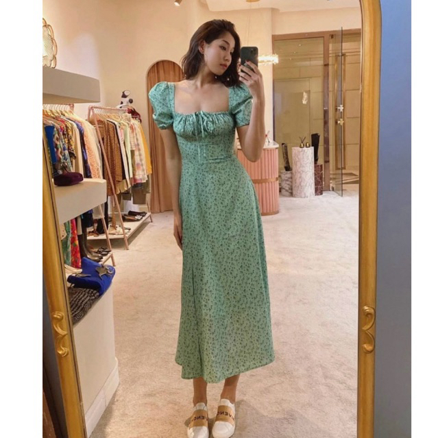 Đầm hoa nhí xanh pastel style vintage thời thượng nữ tính thanh lịch cho mùa hè 🌿🌸