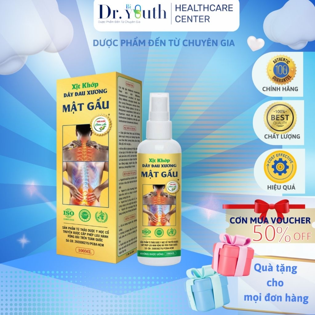 Xịt xương khớp MẬT GẤU (Chai 100ml) Giúp giảm đau mỏi cổ, vai gáy, tê bì chân tay, giảm đau hiệu quả, đả thông kinh mạch