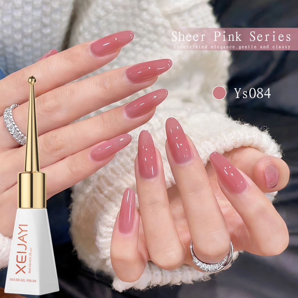 XEIJAYI 10ml - Sơn móng tay New Bean Paste Pink Gel với độ bóng lâu dài và thích hợp để sử dụng tại tiệm làm móng