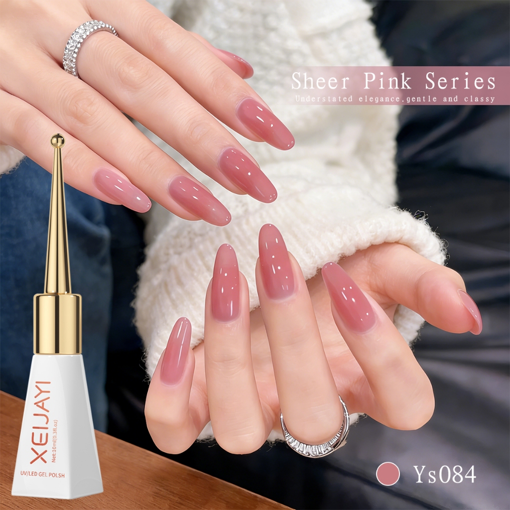 XEIJAYI 10ml - Sơn móng tay New Bean Paste Pink Gel với độ bóng lâu dài và thích hợp để sử dụng tại tiệm làm móng