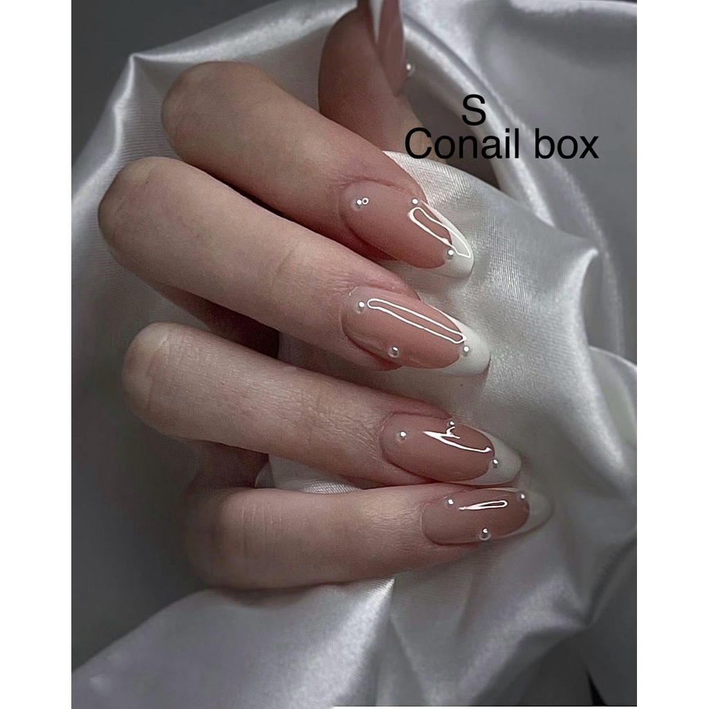 ( hoả tốc) NAIL BOX THẠCH NUDE TÔN DA FRECN ĐẦU MÓNG MIX HẠT TRAI