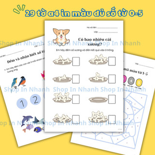 [LTT02] 29 Phiếu bài tập luyện nhớ số từ 0-5 cho bé - Bộ học liệu Montessori