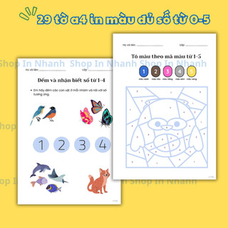 [LTT02] 29 Phiếu bài tập luyện nhớ số từ 0-5 cho bé - Bộ học liệu Montessori