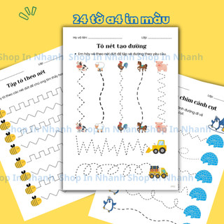 Bé tập tô theo nét đứt, luyện khả năng tập trung, giáo dục sớm phát triển vận động - Bộ học liệu Montessori