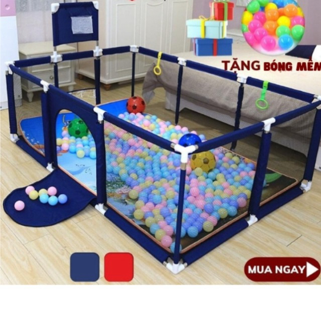 Bộ quây bóng và nhà chơi cho trẻ em hình lục giác, vuông, chữ nhật khung INOX kèm 10 quả bóng