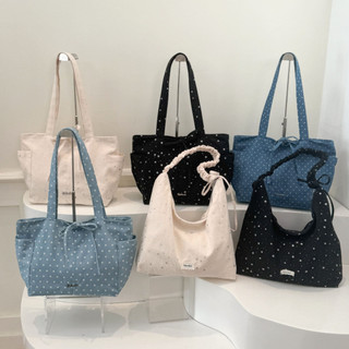 Túi tote nữ vải Canvas phối hình sao sáng nhỏ xinh thiết kế ngăn lớn phù hợp làm túi đi học túi xách công sở tiện lợi