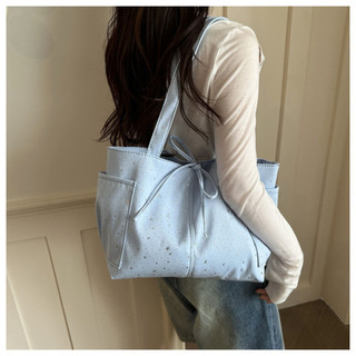 Túi tote nữ vải Canvas phối hình sao sáng nhỏ xinh thiết kế ngăn lớn phù hợp làm túi đi học túi xách công sở tiện lợi