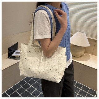 Túi tote nữ vải Canvas phối hình sao sáng nhỏ xinh thiết kế ngăn lớn phù hợp làm túi đi học túi xách công sở tiện lợi