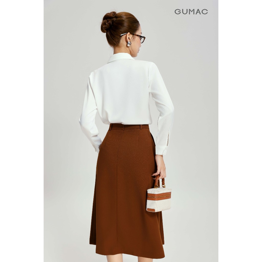 Áo Sơ Mi Nữ GUMAC Form Suông Tay Dài Nẹp Đôi Giấu Nút Thanh Lịch AG04011