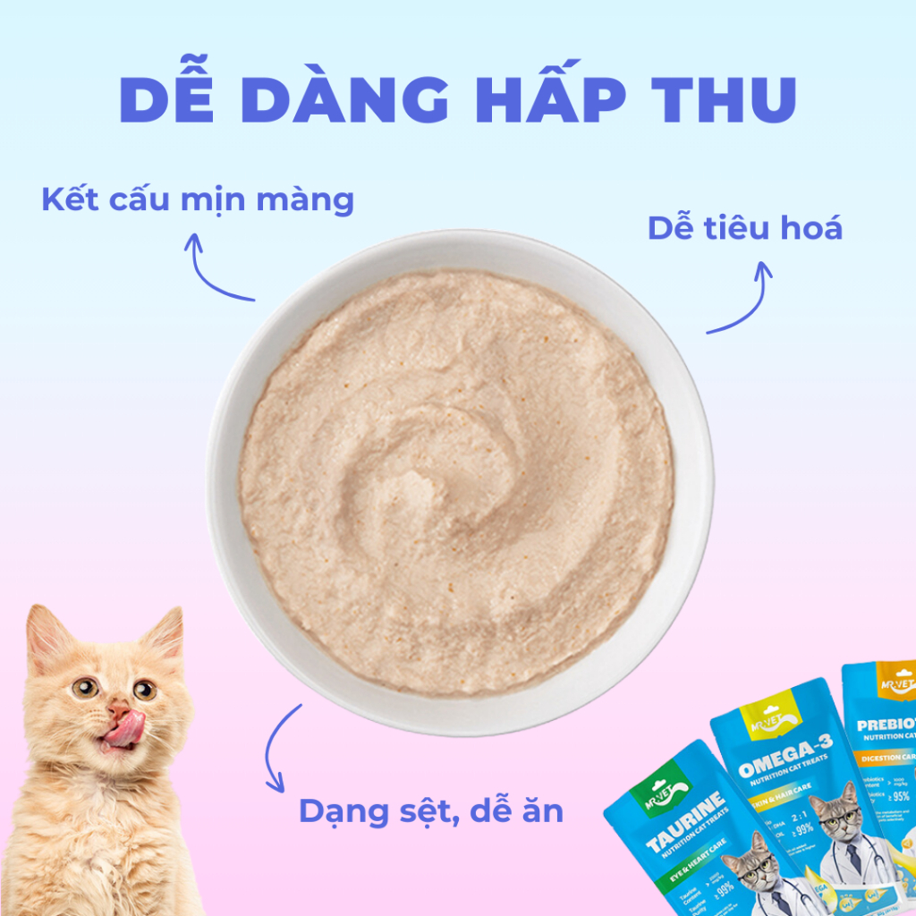 Thức ăn cho mèo MR.VET súp thưởng gói 60G (4 thanh 15G) bổ sung chất dinh dưỡng