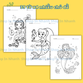 Set 39 tờ A4 cho bé tô màu sáng tạo, phát triển trí óc