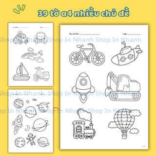 Set 39 tờ A4 cho bé tô màu sáng tạo, phát triển trí óc